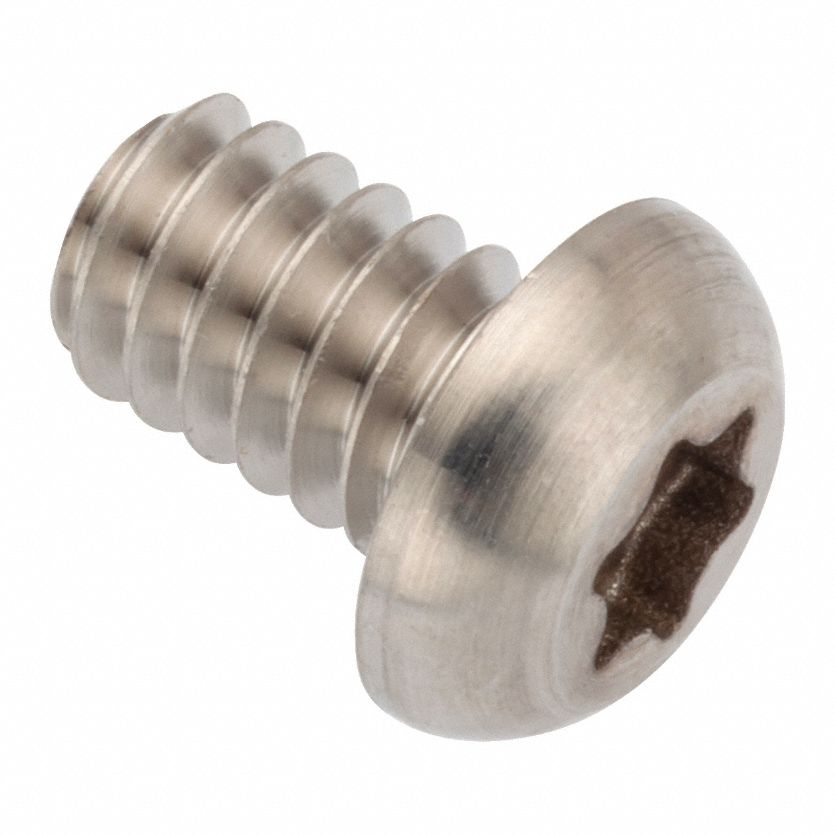 Machine Screw: 1/4"-20 Thread Size, 3/8 in Lg, Stainless Steel, Plain, Button, Internal Hex