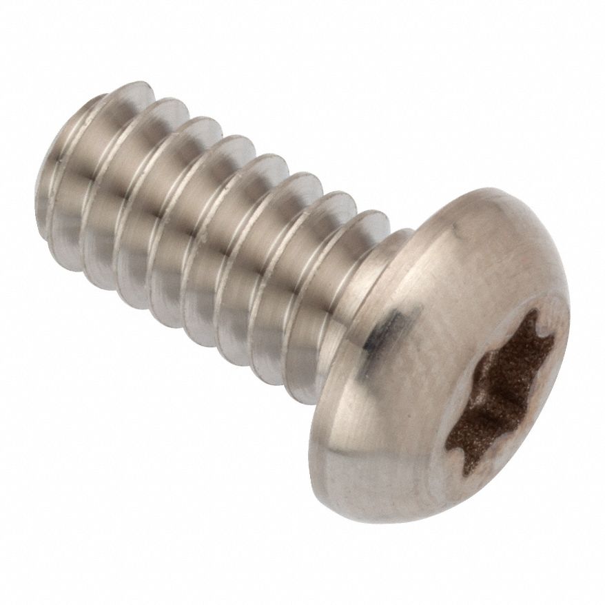 Machine Screw: 1/4"-20 Thread Size, 1/2 in Lg, Stainless Steel, Plain, Button, Torx®/Star