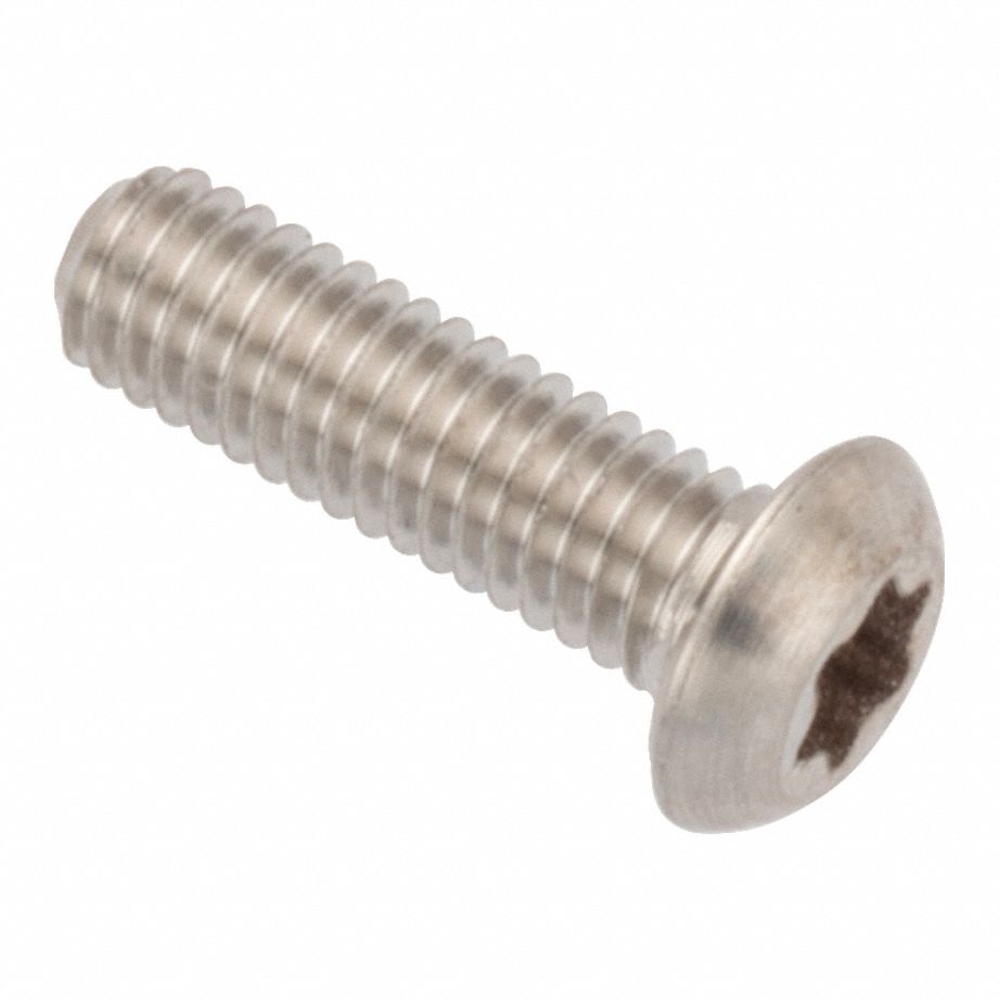 Machine Screw: M3x0.50 Thread Size, 10 mm Lg, Stainless Steel, Plain, Button, Torx®/Star