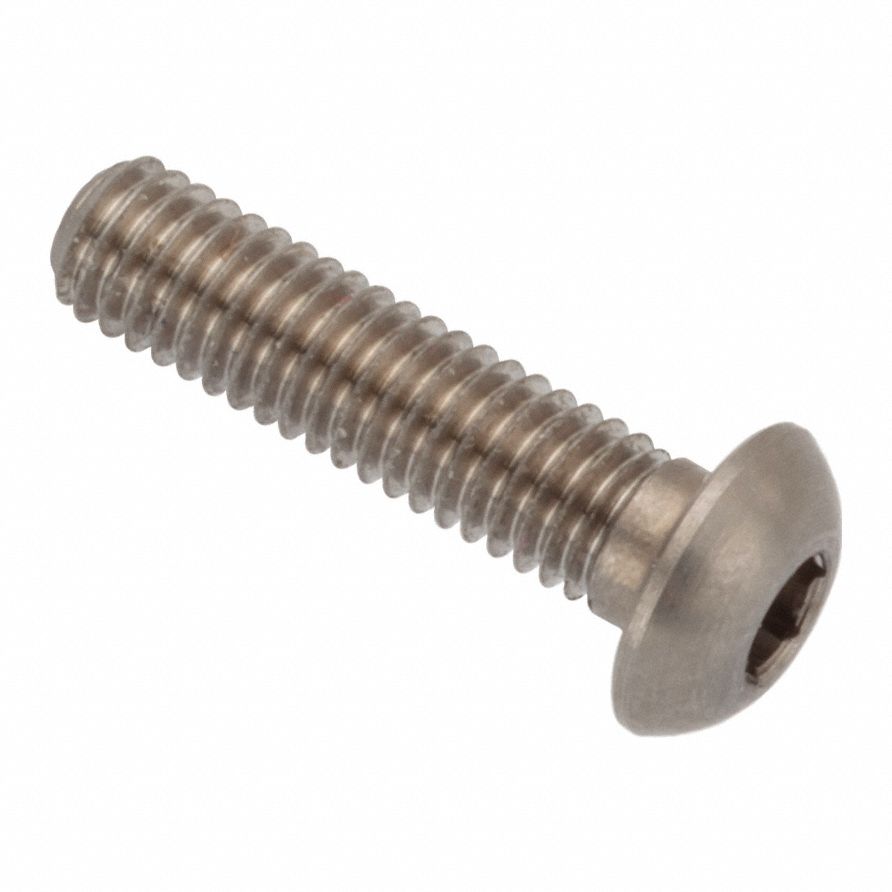 Machine Screw: M3x0.50 Thread Size, 12 mm Lg, Stainless Steel, Plain, Button, Internal Hex