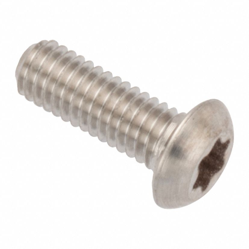 Machine Screw: M3x0.50 Thread Size, 8 mm Lg, Stainless Steel, Plain, Button, Torx®/Star