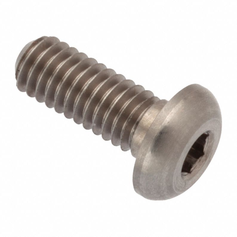 Machine Screw: M4x0.70 Thread Size, 10 mm Lg, Stainless Steel, Plain, Button, Internal Hex