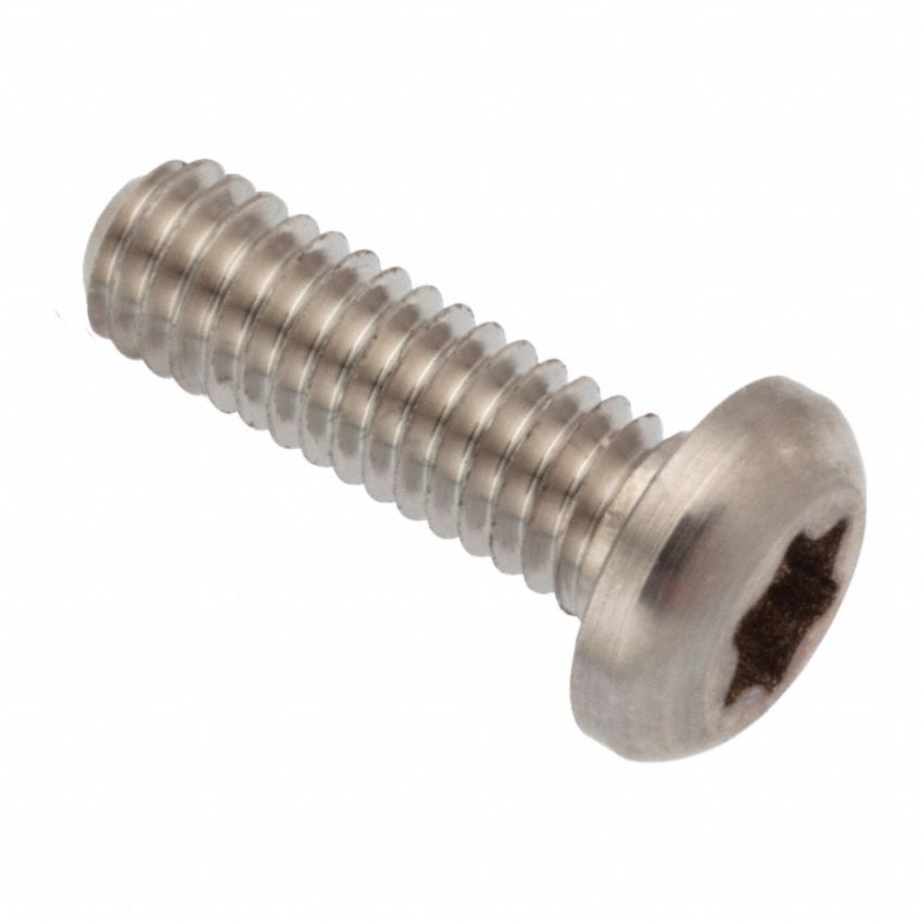 Machine Screw: M4x0.70 Thread Size, 10 mm Lg, Stainless Steel, Plain, Button, Torx®/Star