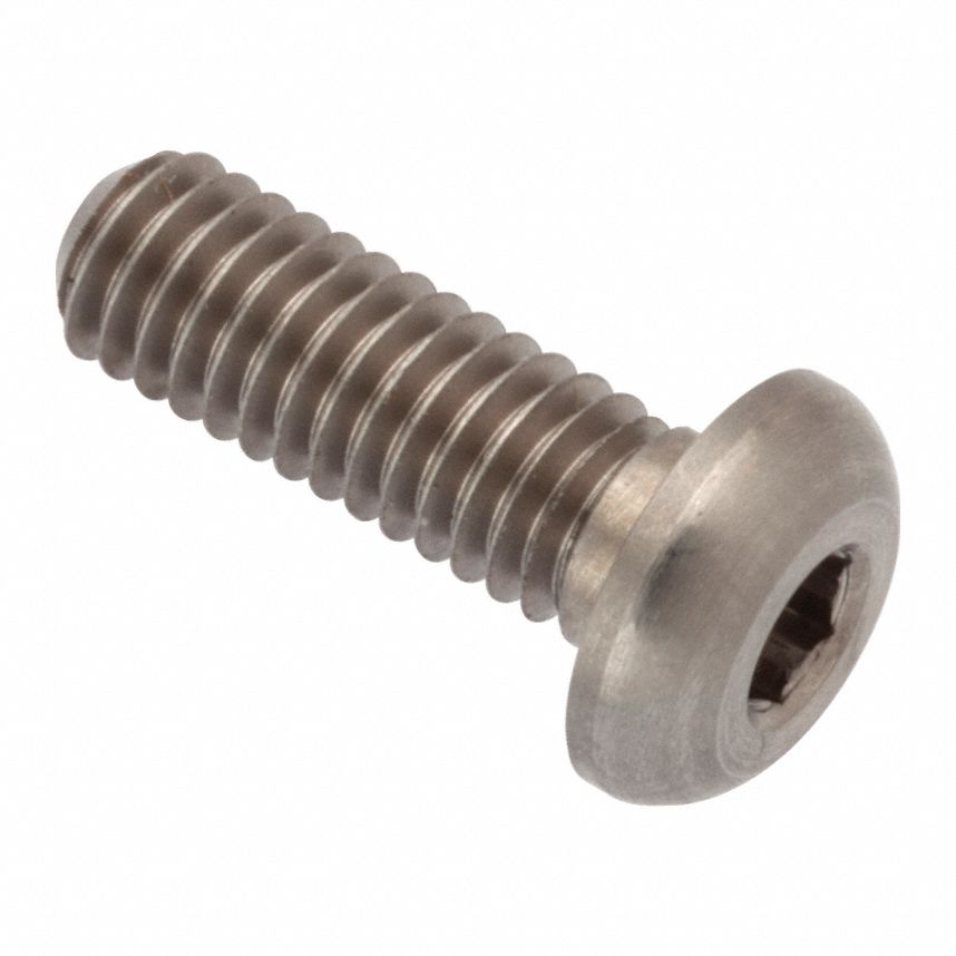 Machine Screw: M4x0.50 Thread Size, 12 mm Lg, Stainless Steel, Plain, Button, Internal Hex