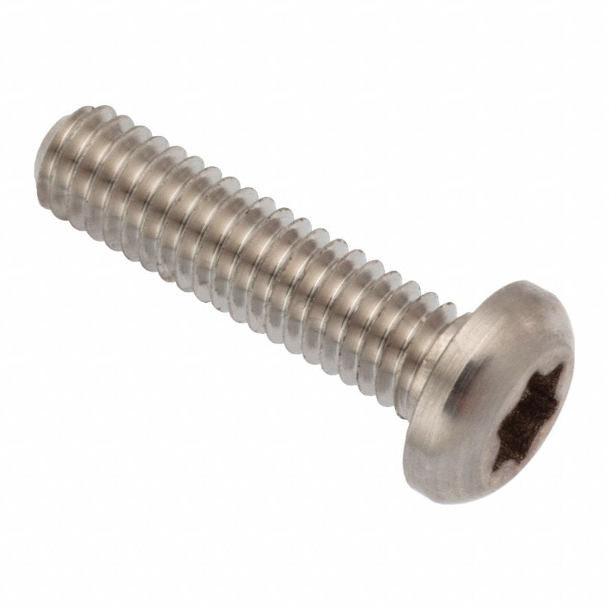 Machine Screw: M4x0.70 Thread Size, 16 mm Lg, Stainless Steel, Plain, Button, Torx®/Star
