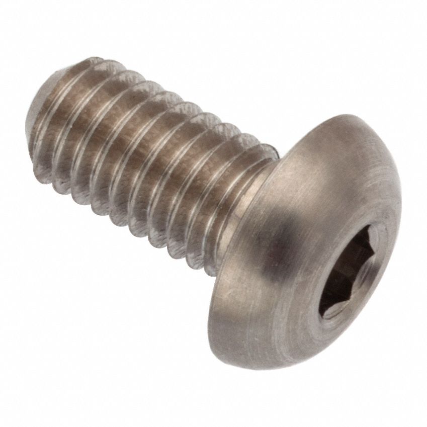 Machine Screw: M5x0.80 Thread Size, 10 mm Lg, Stainless Steel, Plain, Button, Internal Hex
