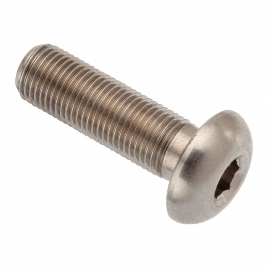 Machine Screw: M5x0.50 Thread Size, 16 mm Lg, Stainless Steel, Plain, Button, Internal Hex