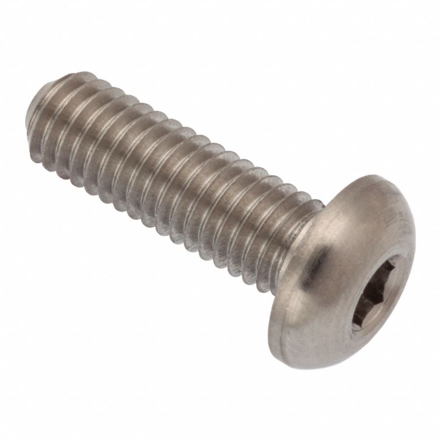Machine Screw: M5x0.80 Thread Size, 16 mm Lg, Stainless Steel, Plain, Button, Internal Hex
