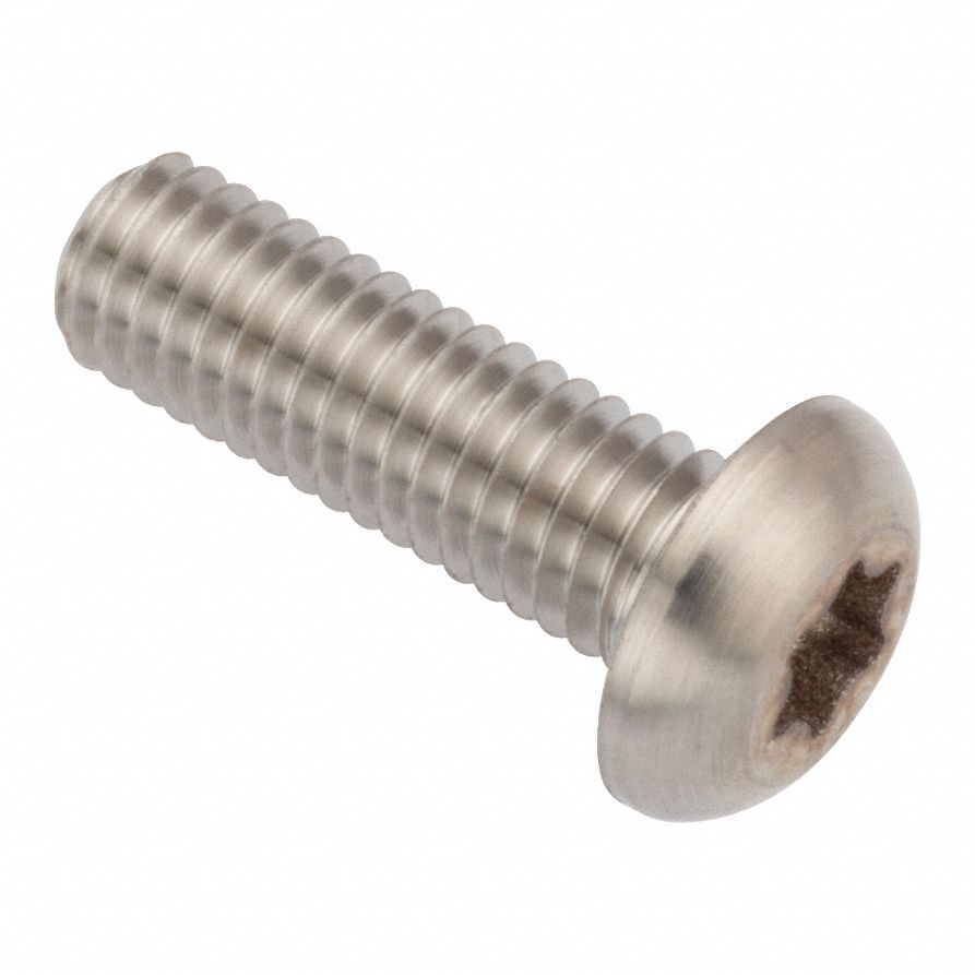 Machine Screw: M5x0.80 Thread Size, 16 mm Lg, Stainless Steel, Plain, Button, Torx®/Star