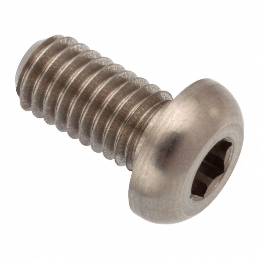 Machine Screw: M6x1.00 Thread Size, 12 mm Lg, Stainless Steel, Plain, Button, Internal Hex