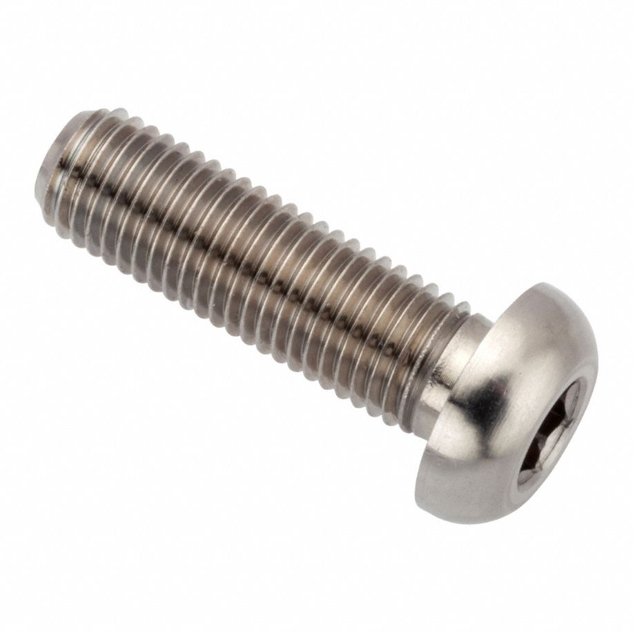 Machine Screw: M6x0.75 Thread Size, 20 mm Lg, Stainless Steel, Plain, Button, Internal Hex