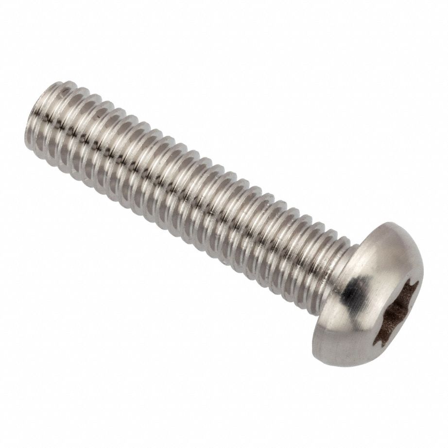 Machine Screw: M6x1.00 Thread Size, 25 mm Lg, Stainless Steel, Plain, Button, Torx®/Star