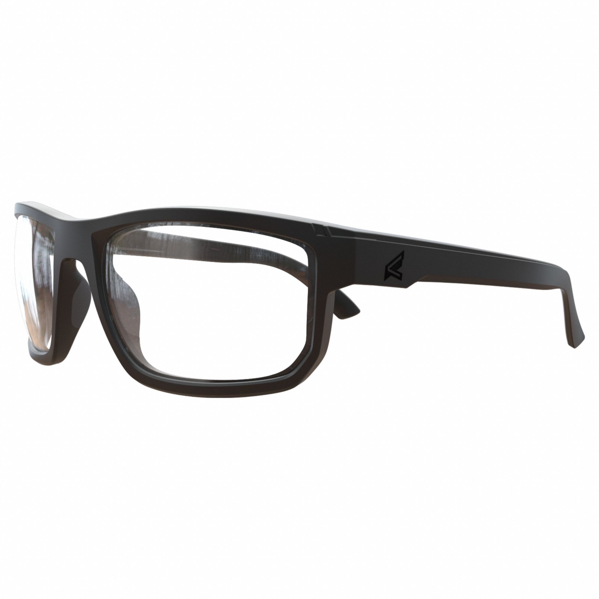 Safety Glasses: Clear Lens, Full-Frame, Vapor Shield, Metal Detectable, Black Frame