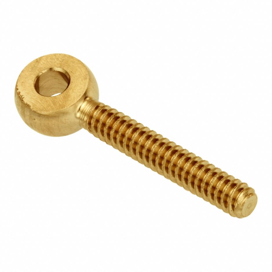 Fixed Rod End: Brass, Plain, 1 1/2 in Hole Center-to-End Lg, Right Hand, #6-32 Thread Size