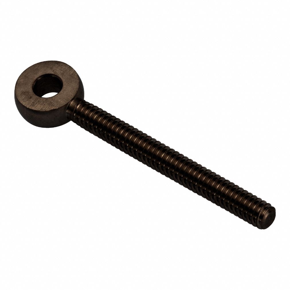 Fixed Rod End: Steel, Black Oxide, 3 in Hole Center-to-End Lg, Right Hand, 1/4"-20 Thread Size