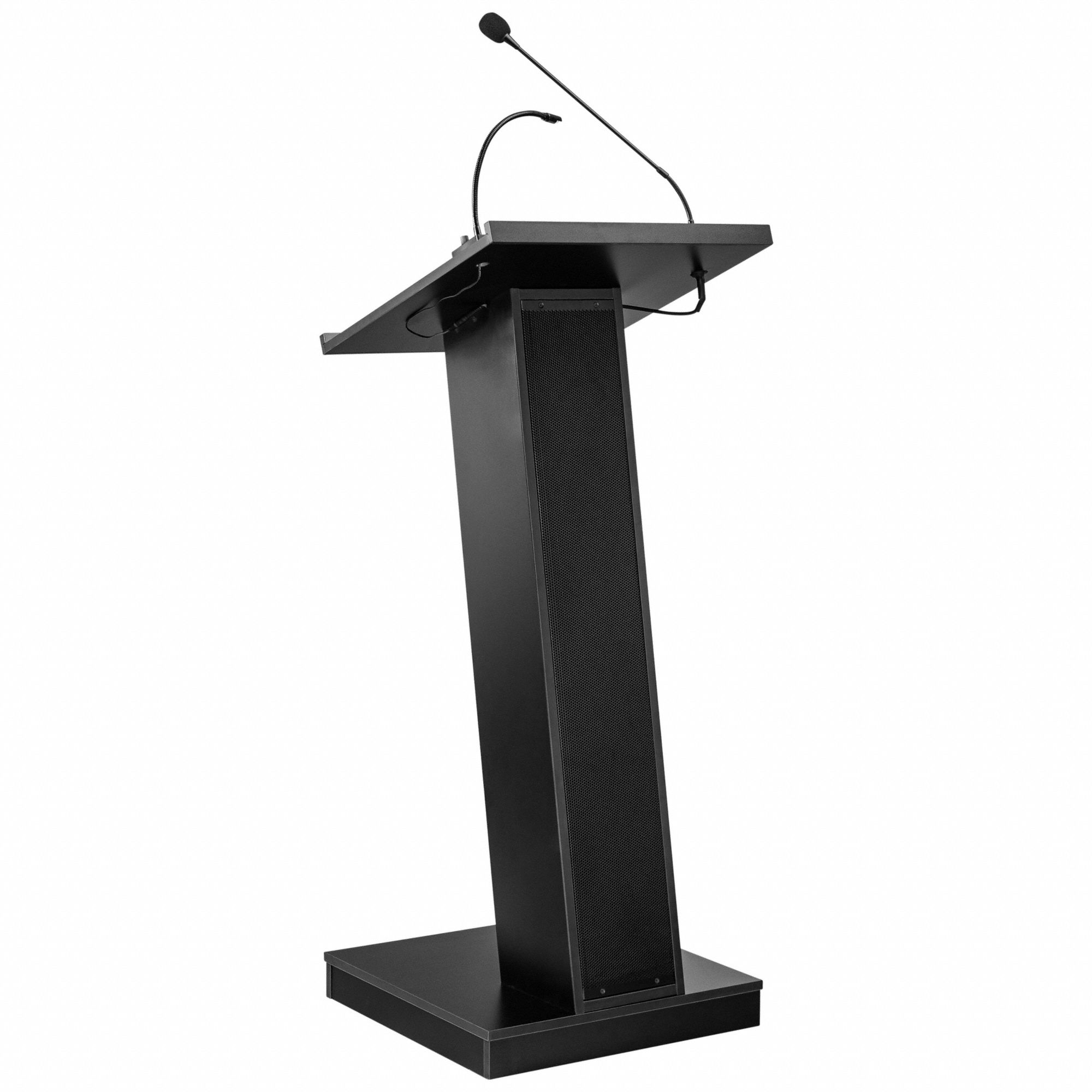 Sound Lectern: Black, Clip-On Microphone/Mounted Gooseneck Microphone, Laminate