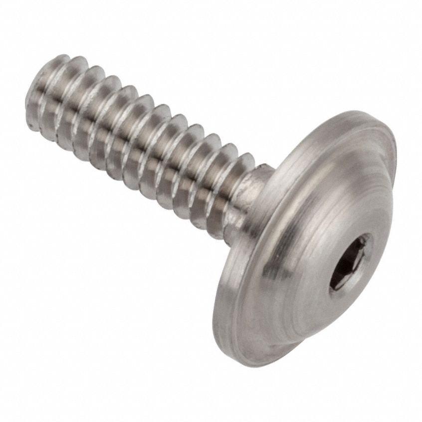 Machine Screw: #4-40 Thread Size, 3/8 in Lg, Stainless Steel, Plain, Button, Internal Hex