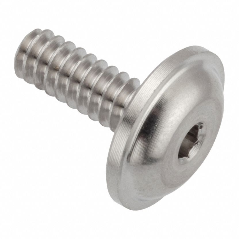 Machine Screw: #6-32 Thread Size, 3/8 in Lg, Stainless Steel, Plain, Button, Internal Hex