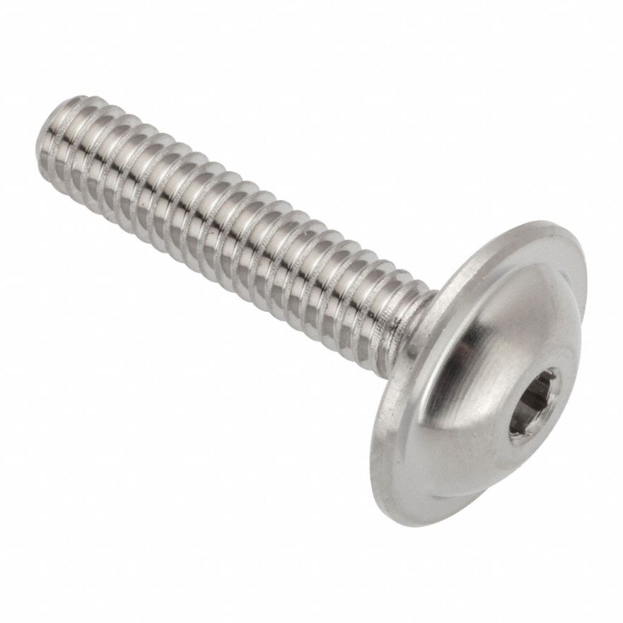 Machine Screw: #8-32 Thread Size, 3/4 in Lg, Stainless Steel, Plain, Button, Internal Hex