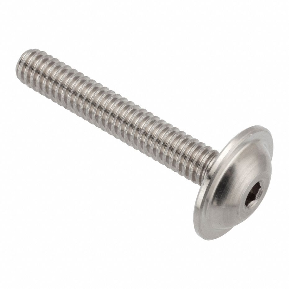 Machine Screw: #8-32 Thread Size, 1 in Lg, Stainless Steel, Plain, Button, Internal Hex