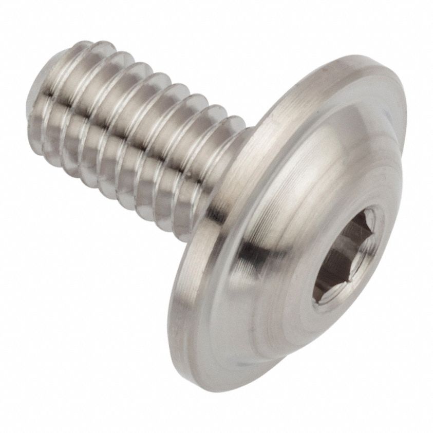 Machine Screw: #10-32 Thread Size, 3/8 in Lg, Stainless Steel, Plain, Button, Internal Hex