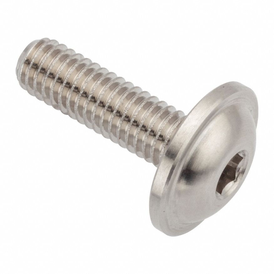 Machine Screw: #10-32 Thread Size, 5/8 in Lg, Stainless Steel, Plain, Button, Internal Hex
