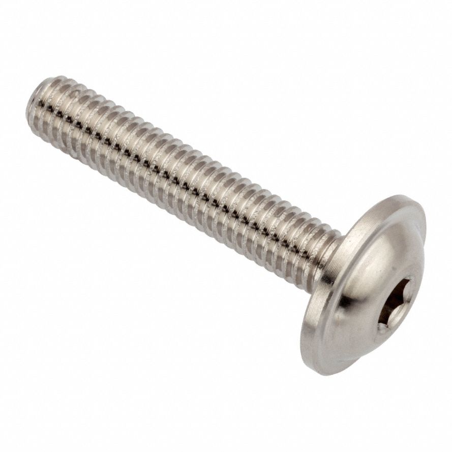 Machine Screw: #10-32 Thread Size, 1 in Lg, Stainless Steel, Plain, Button, Internal Hex