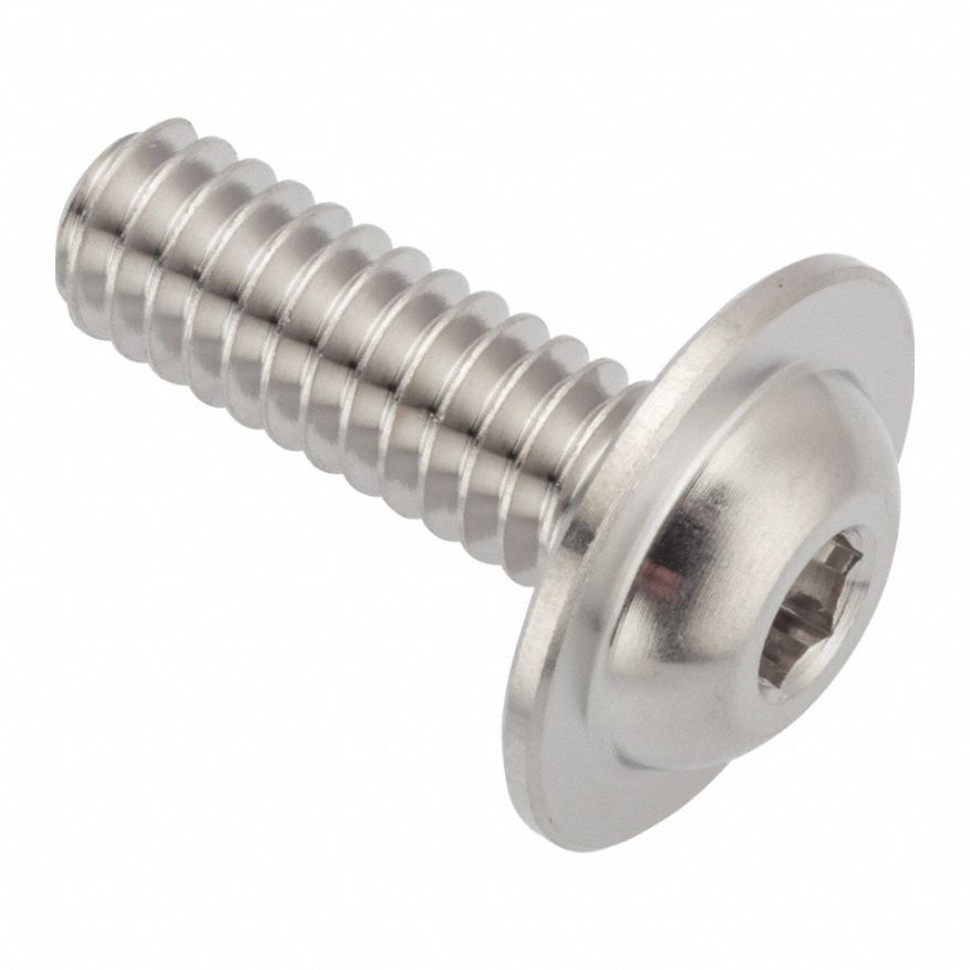 Machine Screw: 1/4"-20 Thread Size, 3/4 in Lg, Stainless Steel, Plain, Button, Internal Hex