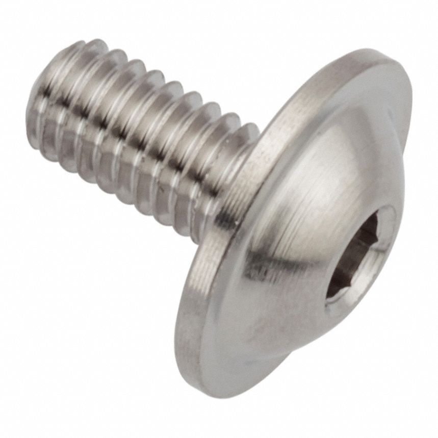 Machine Screw: M3x0.50 Thread Size, 6 mm Lg, Stainless Steel, Plain, Button, Internal Hex