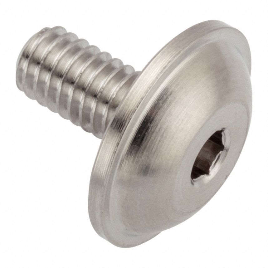 Machine Screw: M4x0.70 Thread Size, 8 mm Lg, Stainless Steel, Plain, Button, Internal Hex