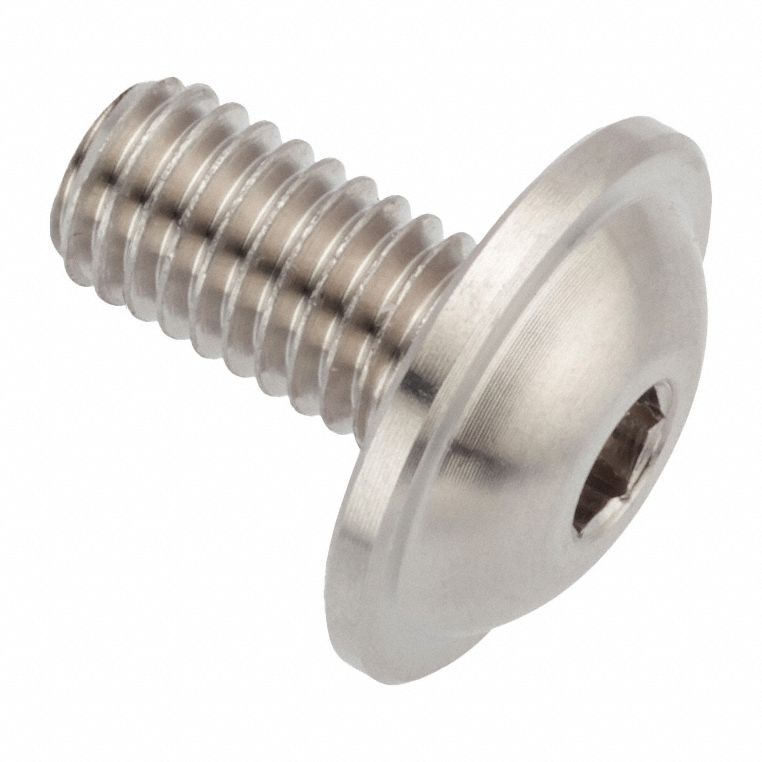 Machine Screw: M5x0.80 Thread Size, 6 mm Lg, Stainless Steel, Plain, Button, Internal Hex