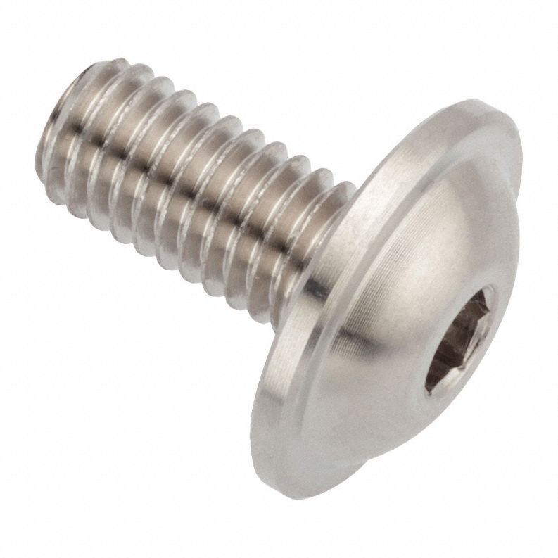 Machine Screw: M5x0.80 Thread Size, 8 mm Lg, Stainless Steel, Plain, Button, Internal Hex