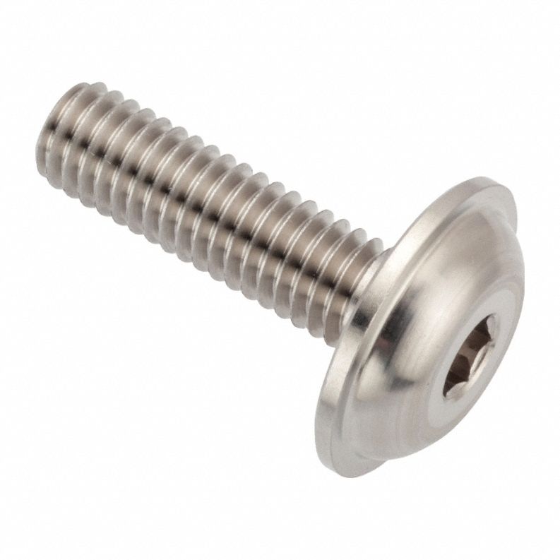 Machine Screw: M6x1.00 Thread Size, 25 mm Lg, Stainless Steel, Plain, Button, Internal Hex