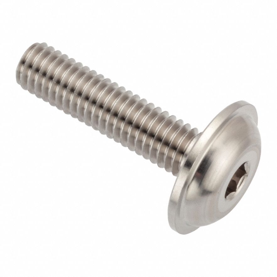 Machine Screw: M6x1.00 Thread Size, 40 mm Lg, Stainless Steel, Plain, Button, Internal Hex