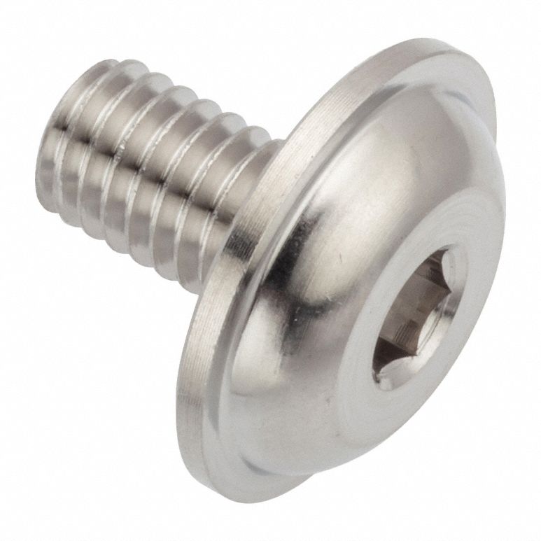 Machine Screw: M6x1.00 Thread Size, 8 mm Lg, Stainless Steel, Plain, Button, Internal Hex