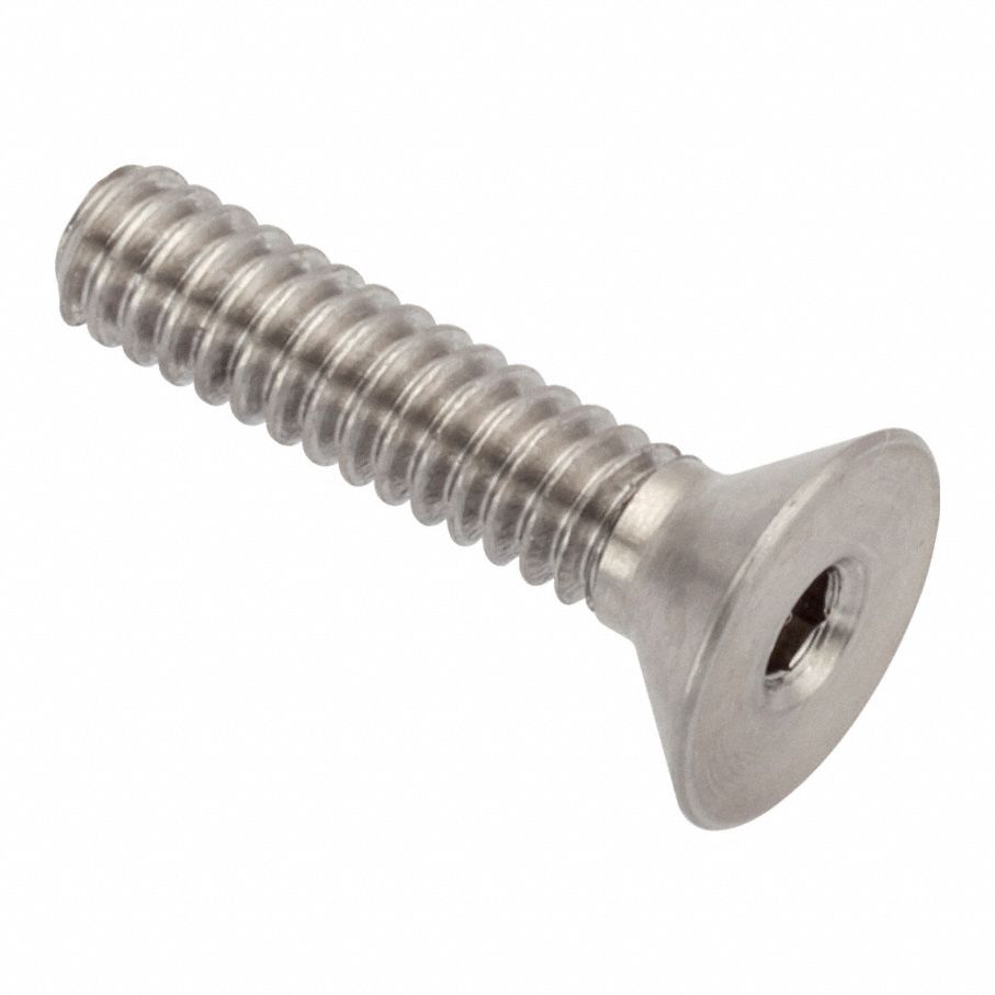 Socket Head Cap Screw: #4-40 Thread Size, 1/2 in Lg, Flat, Plain, Stainless Steel, 18-8