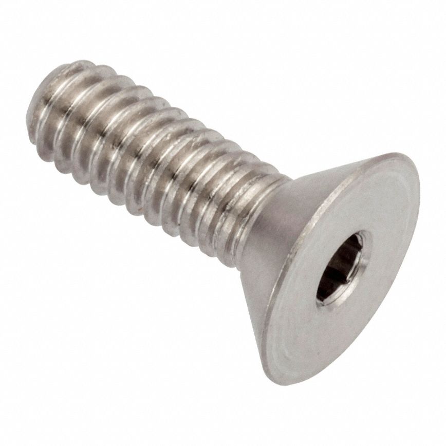 Socket Head Cap Screw: #8-32 Thread Size, 1/2 in Lg, Flat, Plain, Stainless Steel, 18-8