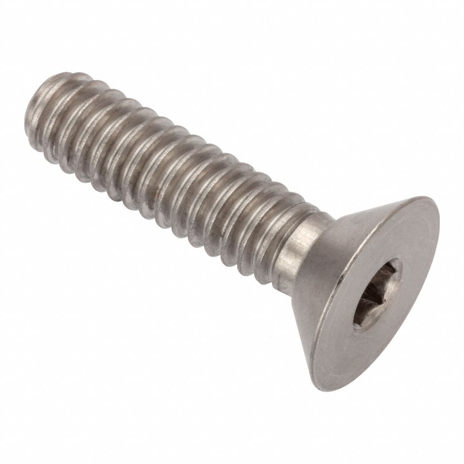Socket Head Cap Screw: 1/4"-20 Thread Size, 1 in Lg, Flat, Plain, Stainless Steel, 18-8