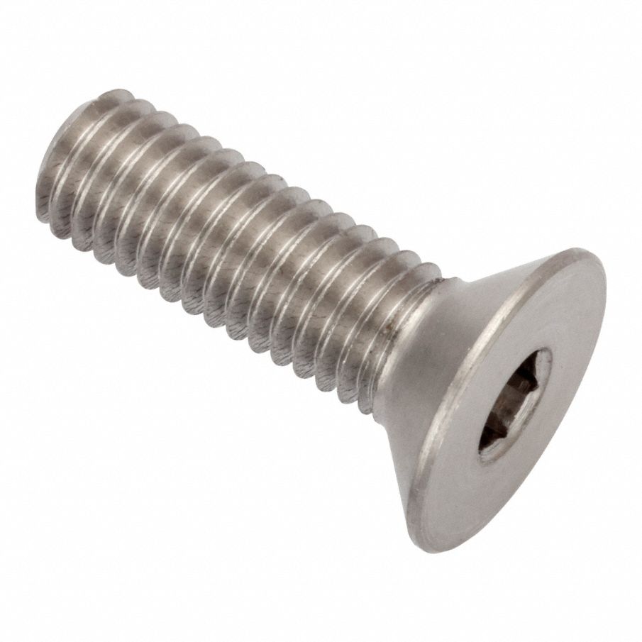Socket Head Cap Screw: M5x0.80 Thread Size, 16 mm Lg, Flat, Plain, Stainless Steel, 18-8, 3 mm Drive