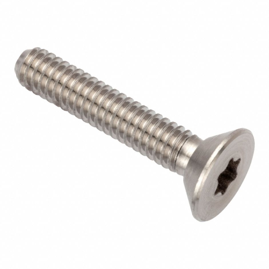 Socket Head Cap Screw: #8-32 Thread Size, 1 in Lg, Flat, Plain, Stainless Steel, A286, T20 Drive