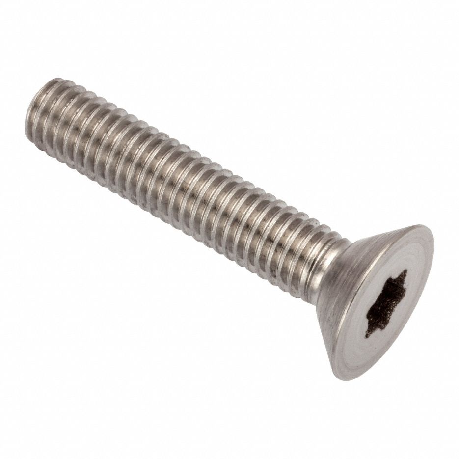 Socket Head Cap Screw: #10-32 Thread Size, 1 in Lg, Flat, Plain, Stainless Steel, A286, T25 Drive