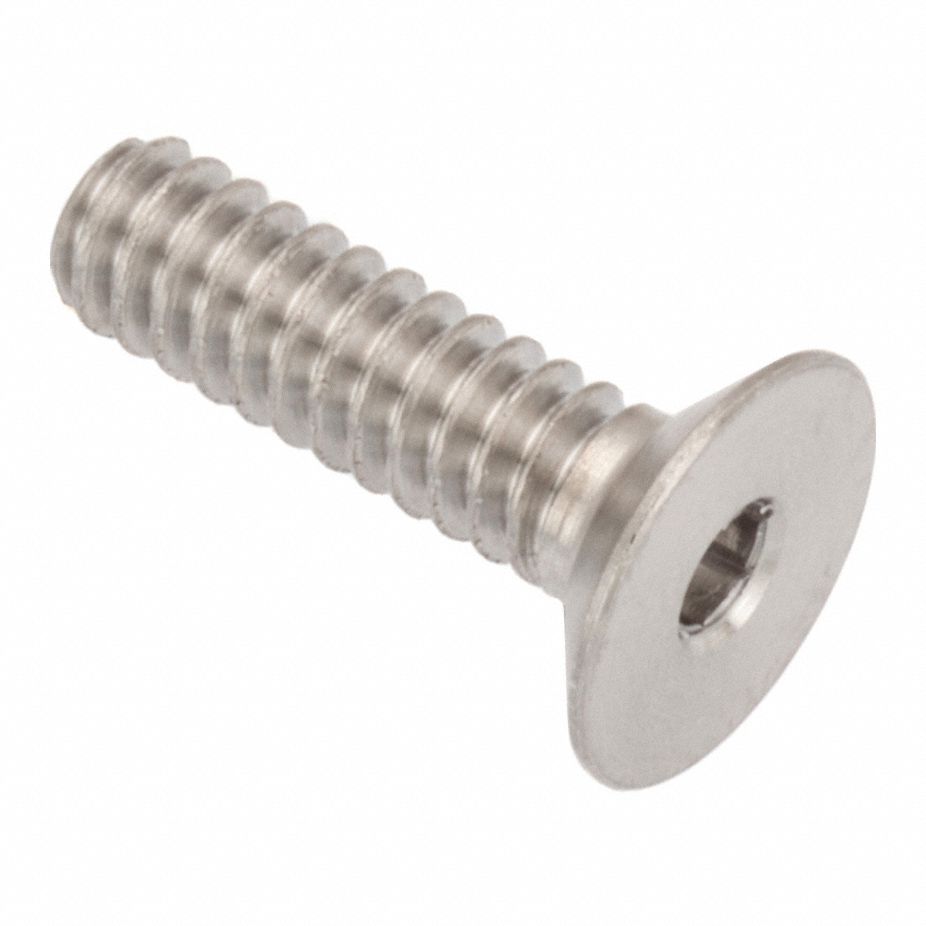 Socket Head Cap Screw: #4-40 Thread Size, 1/2 in Lg, Flat, Plain, Stainless Steel, 18-8
