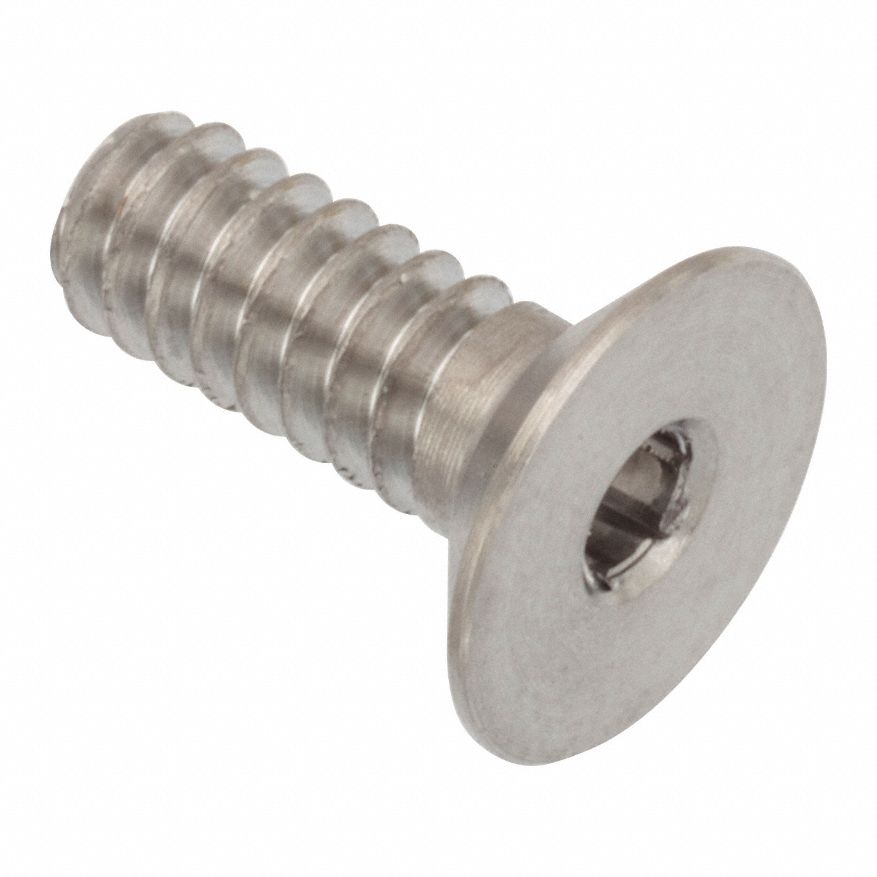 Socket Head Cap Screw: #8-32 Thread Size, 3/8 in Lg, Flat, Plain, Stainless Steel, 18-8