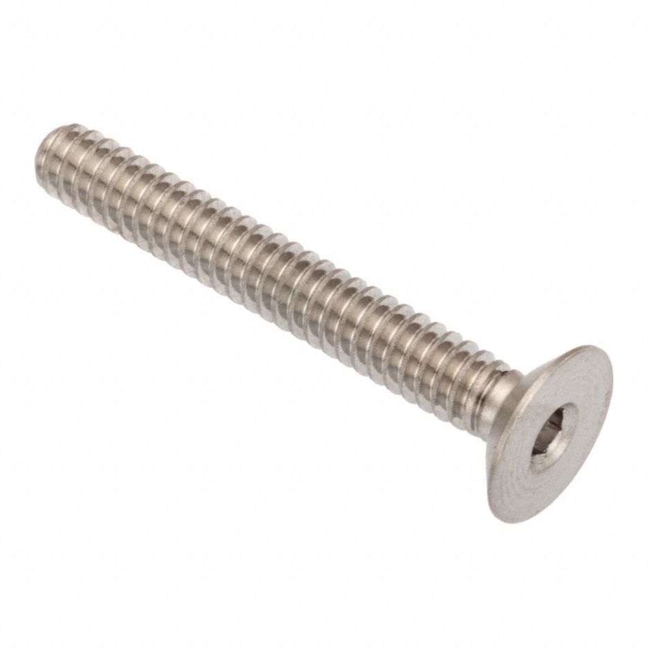 Socket Head Cap Screw: #8-32 Thread Size, 1 in Lg, Flat, Plain, Stainless Steel, 316, 5/64 in Drive
