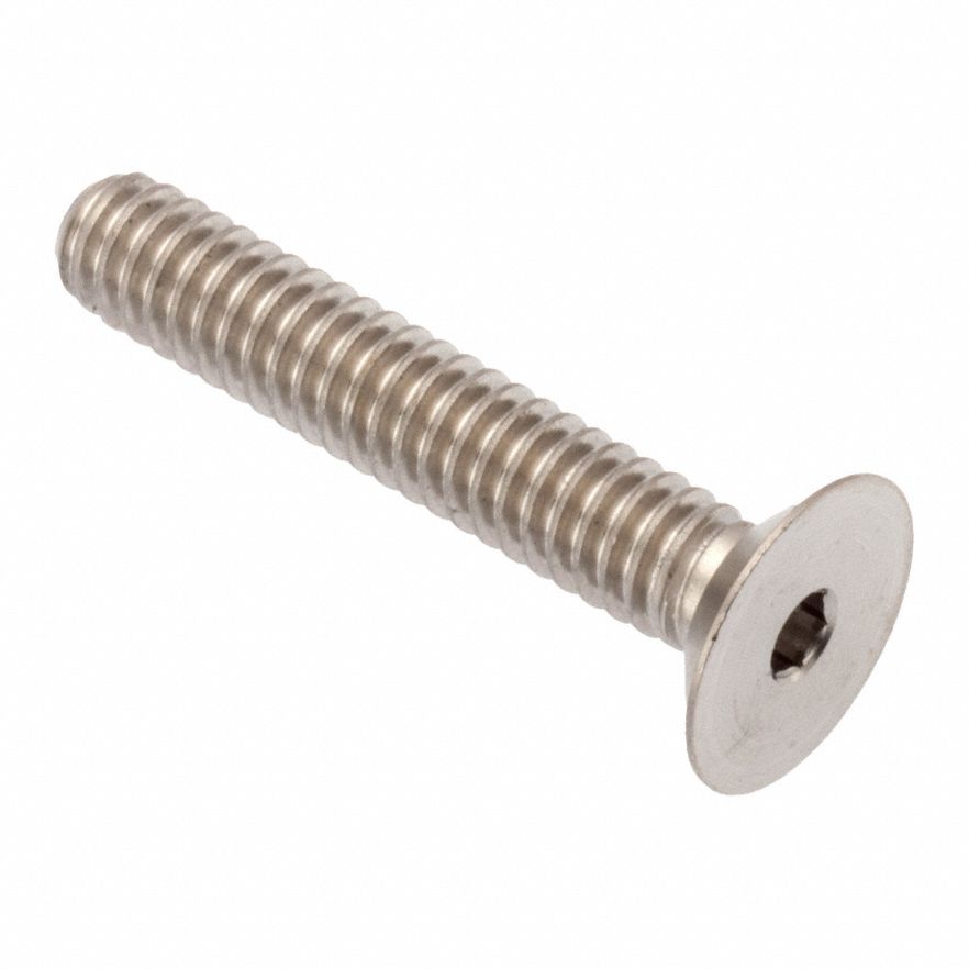 Socket Head Cap Screw: 1/2"-13 Thread Size, 1 1/4 in Lg, Flat, Plain, Stainless Steel, 18-8
