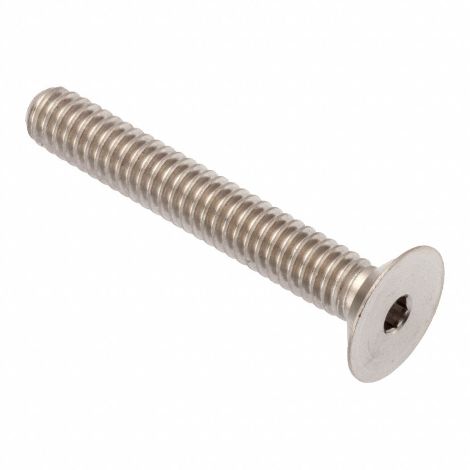 Socket Head Cap Screw: 1/2"-13 Thread Size, 2 in Lg, Flat, Plain, Stainless Steel, 18-8