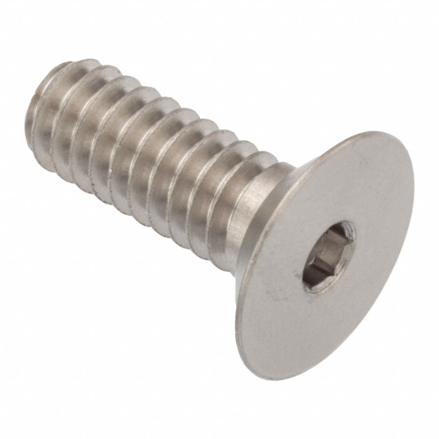 Socket Head Cap Screw: 1/4"-20 Thread Size, 5/8 in Lg, Flat, Plain, Stainless Steel, 18-8