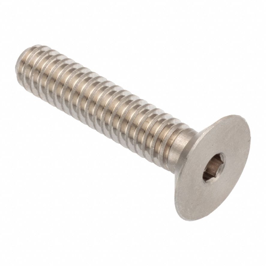 Socket Head Cap Screw: 1/4"-20 Thread Size, 1 in Lg, Flat, Plain, Stainless Steel, 18-8