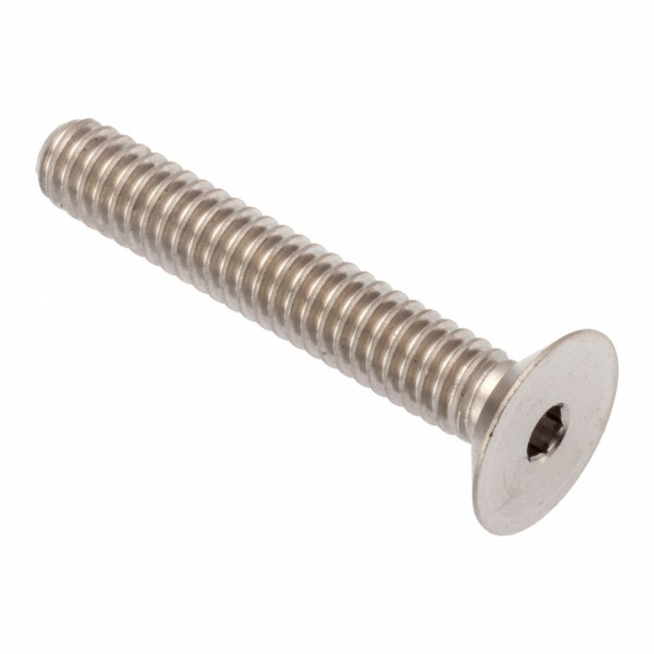 Socket Head Cap Screw: 1/4"-20 Thread Size, 1 1/2 in Lg, Flat, Plain, Stainless Steel, 18-8