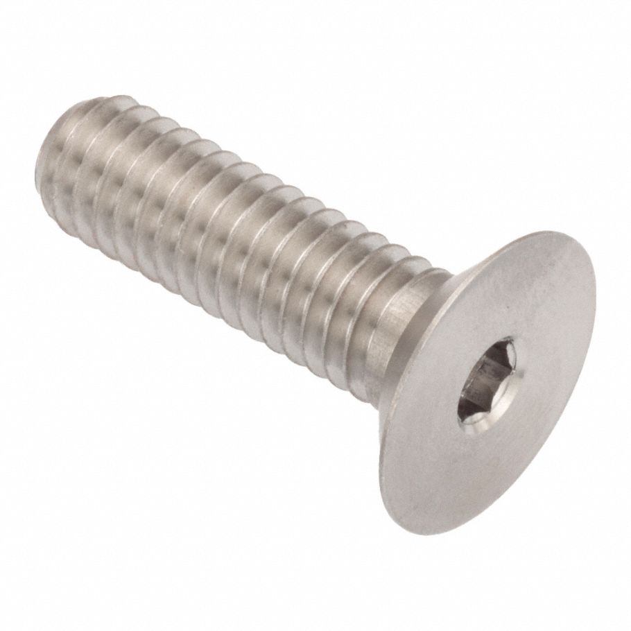 Socket Head Cap Screw: 3/8"-16 Thread Size, 1 1/4 in Lg, Flat, Plain, Stainless Steel, 18-8